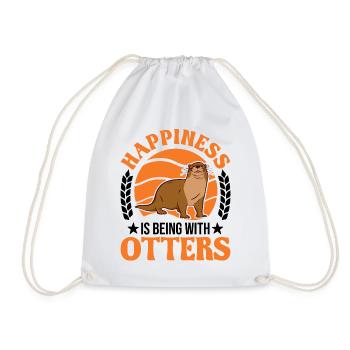 Otter Luck Otter Sea Otter - Drawstring Bag - white - Front