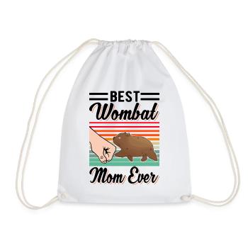 Best Wombat Mom Ever - Drawstring Bag - white - Front