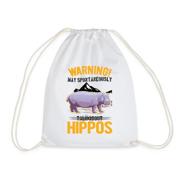 Warning Hippo Hippo Hippo Hippo - Drawstring Bag - white - Front