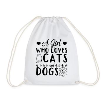 Amoureux des chats Amoureux des chiens Je suis une fille - Sac de sport léger - blanc - Devant