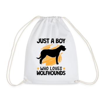 Boy the Irish Wolfhound loves Wolfhound - Drawstring Bag - white - Front