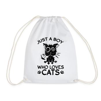 Just a boy who loves cats - Drawstring Bag - white - Front