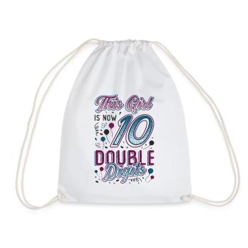 Double digits for the 10th birthday for girls - Drawstring Bag - white - Front