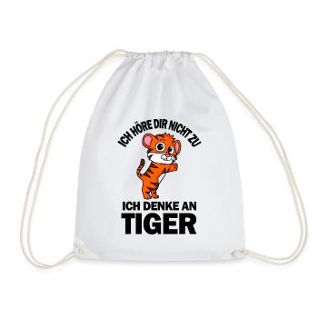 Tiger Spruch lustig - Ich denke an Tiger - Turnbeutel - Weiß - Vorne