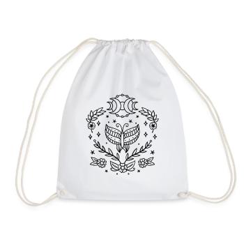 Celestial Butterfly Moon Line Art Night Sky Stars - Drawstring Bag - white - Front