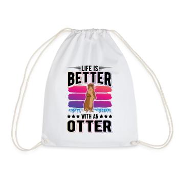 Life is better with an Otter Otter Sea Otter - Drawstring Bag - white - Front