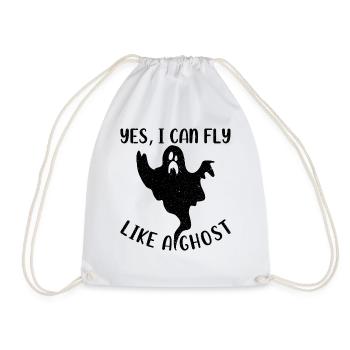 Halloween Ghost Funny Ghost - Yes I Can Fly Like A - Drawstring Bag - white - Front