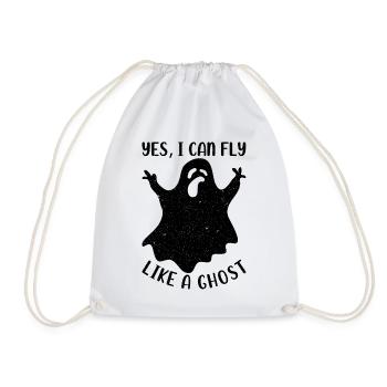 Halloween Ghost Funny Ghost I Yes I Can Fly Like A - Drawstring Bag - white - Front