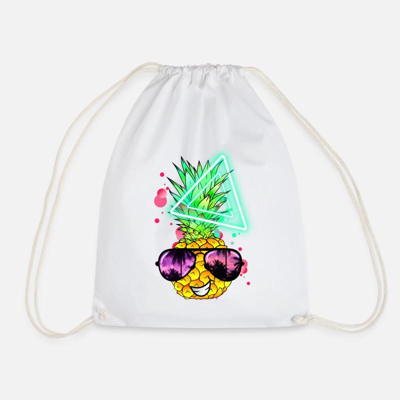 Lustige Ananas Neon Retro - Turnbeutel - Weiß