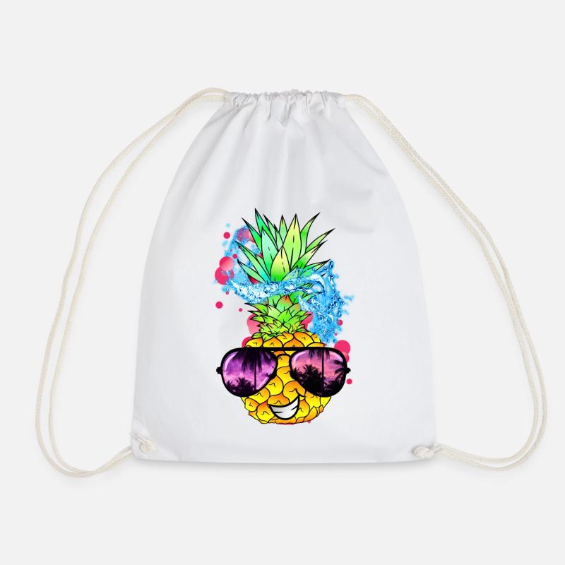 spritzige Ananas Frucht mit Gesicht - Turnbeutel - Weiß
