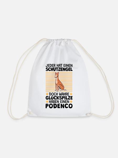 Podenco ist mein Schutzengel spanischer Windhund - Turnbeutel - Weiß