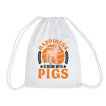 SchweineHappiness is being with Pigs - Turnbeutel - Weiß - Vorne