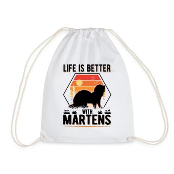 Life is better with Martens Marder Tree Marten - Drawstring Bag - white - Front