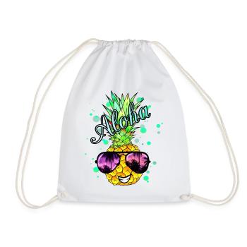 Ananas Aloha avec des éclaboussures de peinture - Sac de sport léger - blanc - Devant