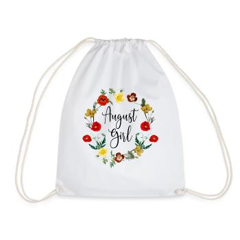 August Birthday Girl Poppy Flowers Leo Born In Aug - Drawstring Bag - white - Front