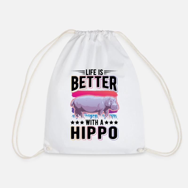 Life is better with a Hippo Nilpferd Flusspferd - Turnbeutel - Weiß