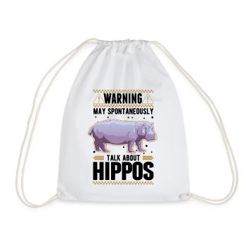 Warning Hippo Hippo Hippo Hippo - Drawstring Bag - white - Front
