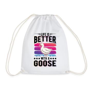 Life is better with a Goose Goose Breeder Goose - Drawstring Bag - white - Front