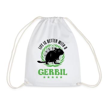 Life is better with a Gerbil racing rat gerbil - Drawstring Bag - white - Front