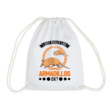 I just really like Armadillos, ok armadillo - Drawstring Bag - white - Front