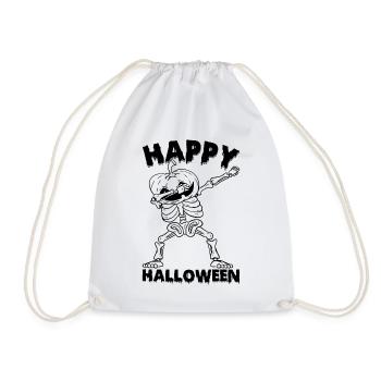 Halloween Skeleton with Pumpkin - Happy Halloween - Turnbeutel - Weiß - Vorne