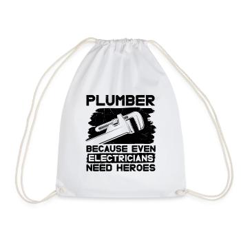 Plumber Because Even Electricians Pipe Plumbing - Drawstring Bag - white - Front