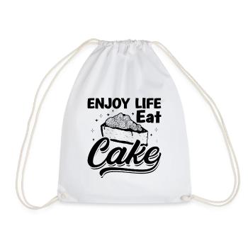 Enjoy Life Eat Cake Baker Baking Bakery Chef Cake - Drawstring Bag - white - Front