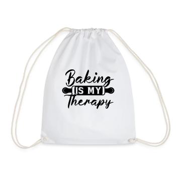 Baking Is My Therapy Baker Bakery Chef Cake Bake - Drawstring Bag - white - Front