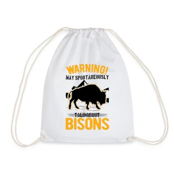 Warning Buffalo Bison Water Buffalo - Drawstring Bag - white - Front