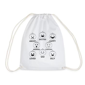 Halloween Pumpkins Funny Halloween Pumpkin Emotion - Drawstring Bag - white - Front