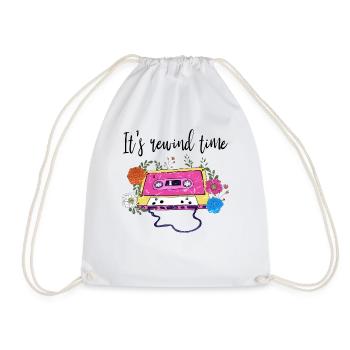 Cassette Vintage Rétro « It’s Rewind Time » Par - Sac de sport léger - blanc - Devant