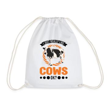 J’aime vraiment Cows Cattle Breeder Cow - Sac de sport léger - blanc - Devant