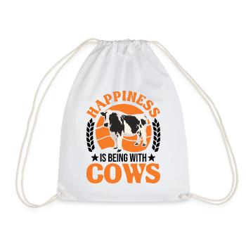 Cow Luck Farmer Cattle breeder Cows - Drawstring Bag - white - Front