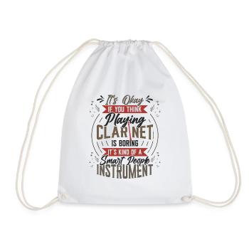 Clarinet playing clarinet - Drawstring Bag - white - Front