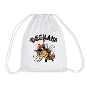 Beehaw Bee with Cowboy Hat Yeehaw - Drawstring Bag - white - Front