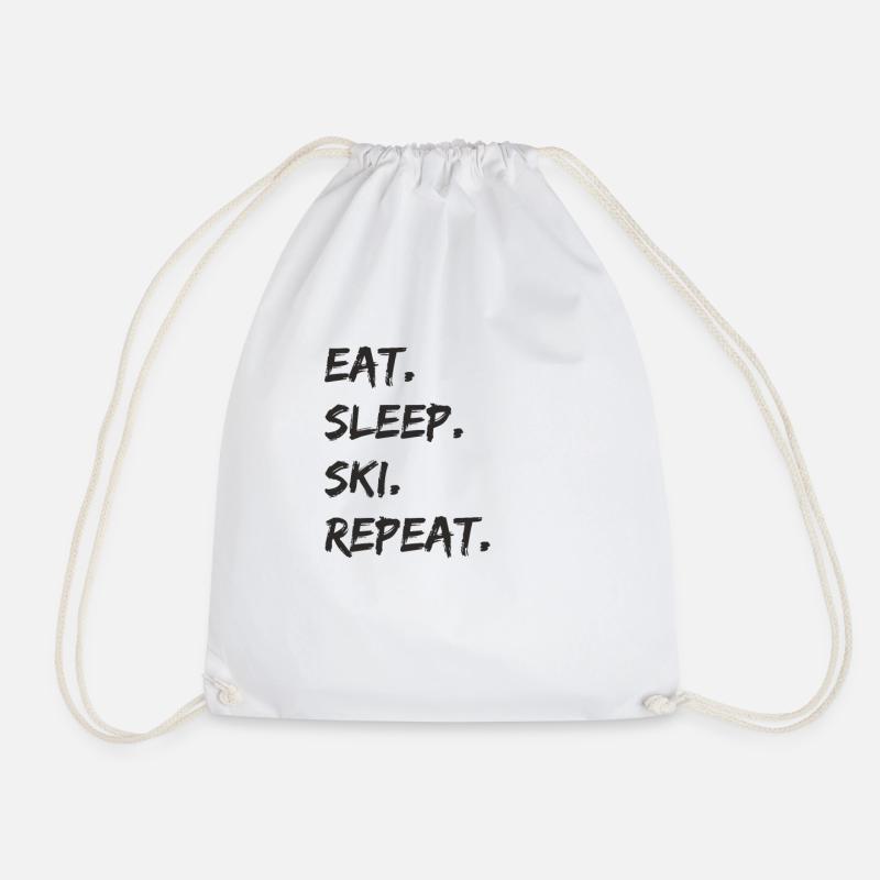 Ski - eat. sleep. ski. repeat. - Turnbeutel - Weiß