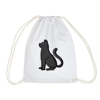 Schwarze Katze - Turnbeutel - Weiß - Vorne