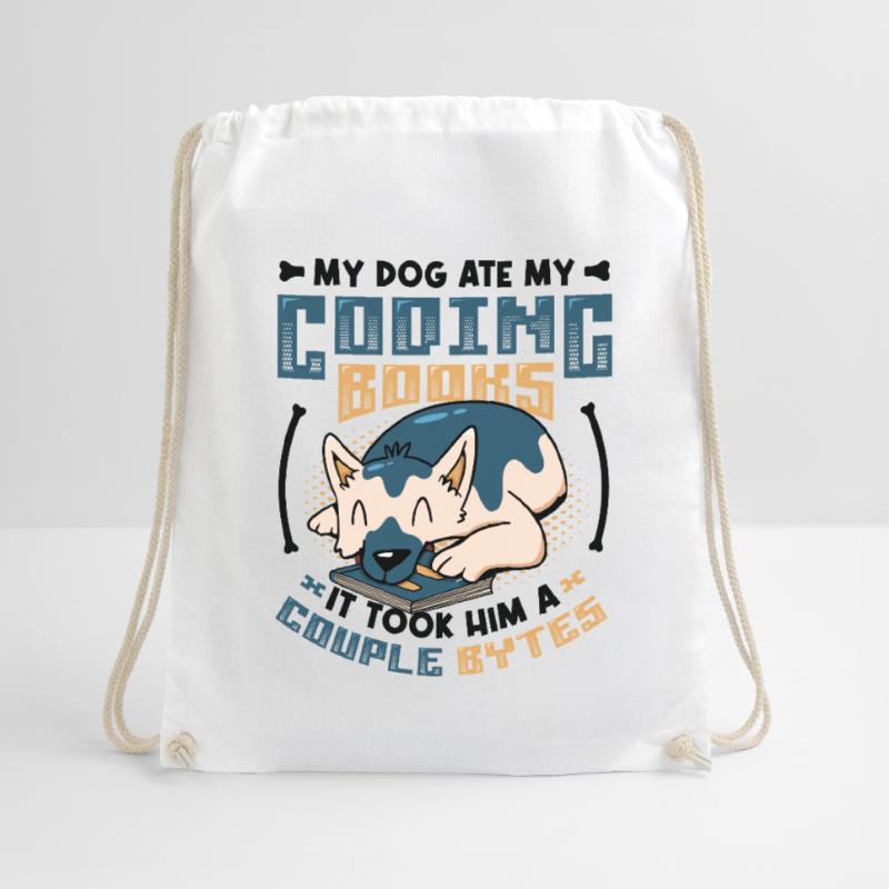 Dog Bytes Code Computer Joke Programming Drawstring Bag