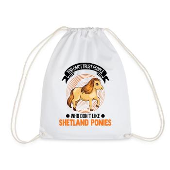 Shetland Pony Geschenk Shetty - Turnbeutel - Weiß - Vorne