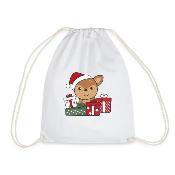 Reh Weihnachten Geschenk Winter Tiere Rehe - Turnbeutel - Weiß - Vorne