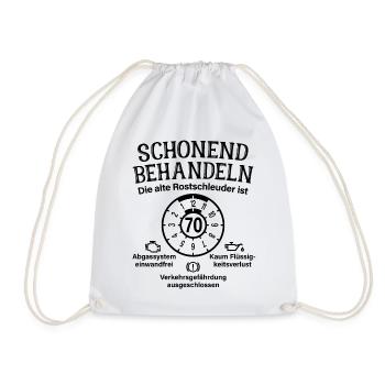 Schonend Behandeln 70. Geburtstag Rostschleuder 70 - Turnbeutel - Weiß - Vorne
