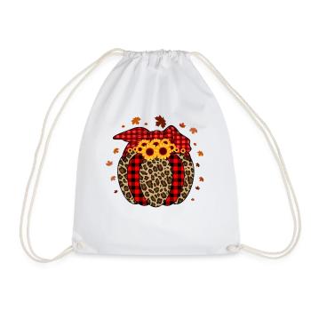 Pumpkin Pumpkin Lantern Leopard Checkered Halloween - Drawstring Bag - white - Front