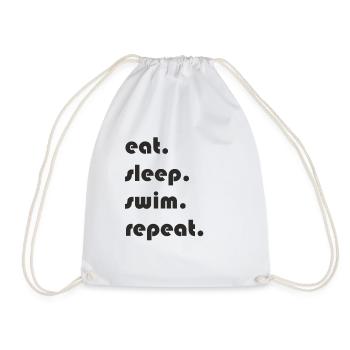 Nager - manger. Dormir. Nager. répéter. - Sac de sport léger - blanc - Devant