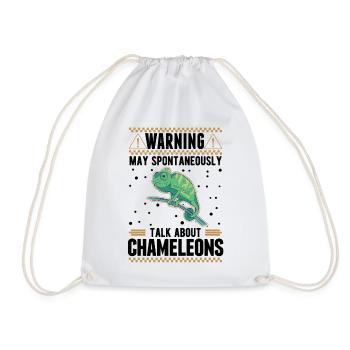 Warning Chameleon Gift Chameleon - Drawstring Bag - white - Front