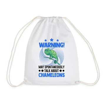 Warning Chameleon Gift Chameleon - Drawstring Bag - white - Front