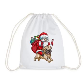 Pug Santa Claus with gifts Christmas - Drawstring Bag - white - Front