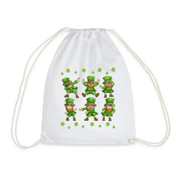 Dabbing Dancing Leprechaun Ireland St Patrick's Day - Drawstring Bag - white - Front