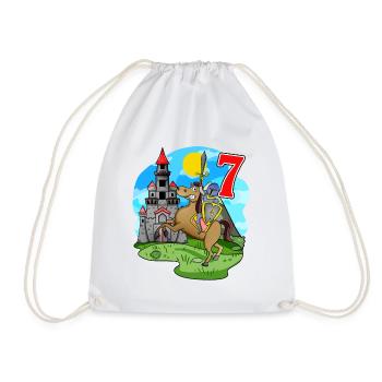 Ritter 7. Geburtstag 7 Jahre Junge Geschenk - Turnbeutel - Weiß - Vorne