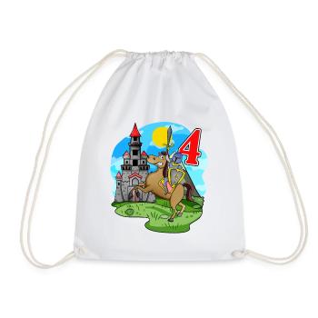 Chevalier 4ème anniversaire 4 ans Jeune cadeau - Sac de sport léger - blanc - Devant