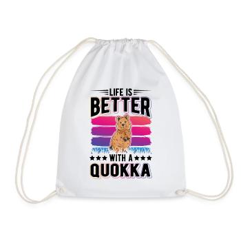 Life is better with a Quokka short-tailed kangaroo - Drawstring Bag - white - Front